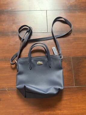 Lacoste Navy Small Crossbody Tote with Top Handles new